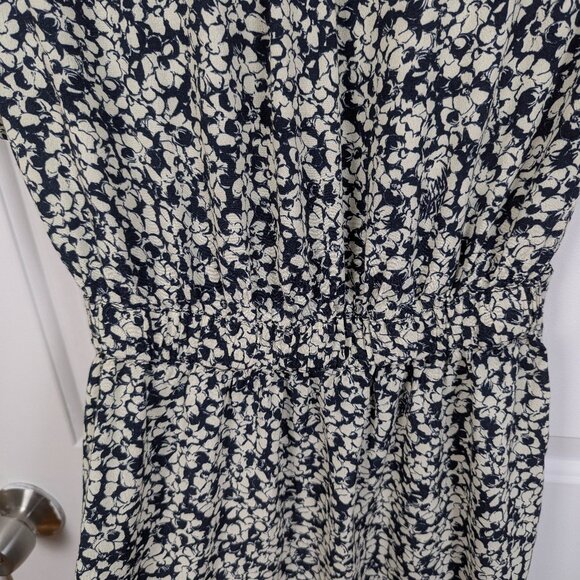 Zadig & Voltaire | Navy Cream Floral Rima Crepe Midi Shirt Dress Size Small - Picture 9 of 16